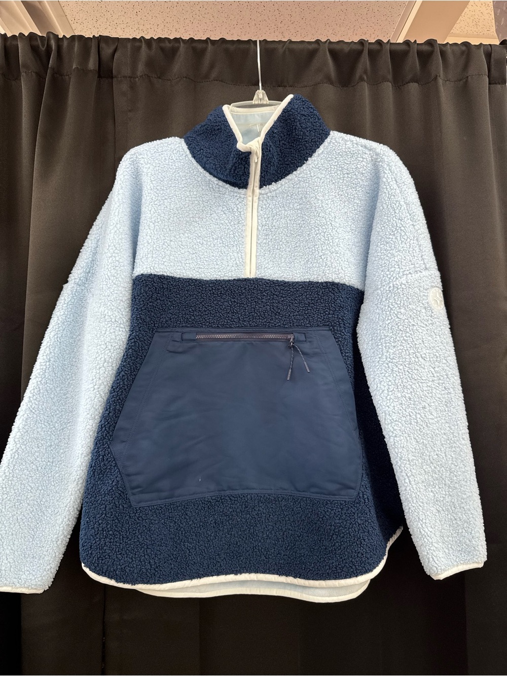 Tuckernuck Light Blue and Navy Sherpa Half-Zip Pullover